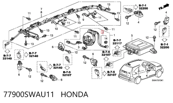 Anillo AIRBAG 77900SWAU11 Honda
