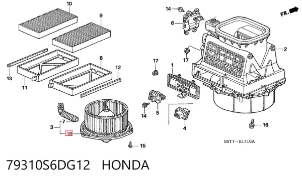 Ventilador habitáculo 79310S6DG12 Honda