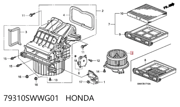 Ventilador habitáculo 79310SWWG01 Honda