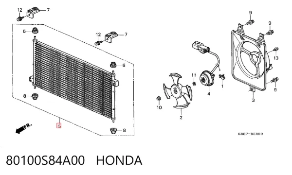 Condensador aire acondicionado 80100S84A00 Honda