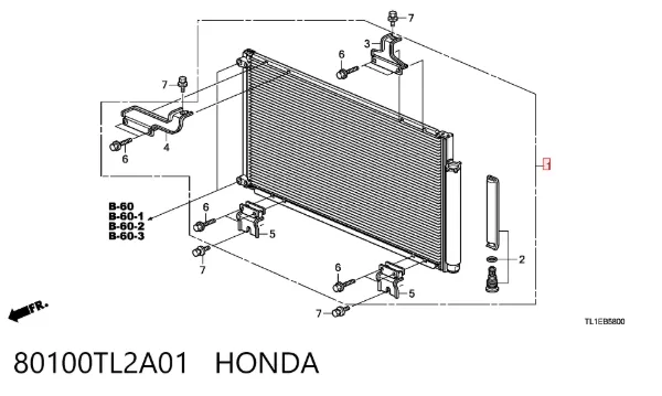Condensador aire acondicionado 80100TL2A01 Honda