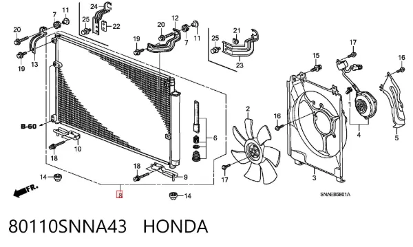 Condensador aire acondicionado 80110SNNA43 Honda
