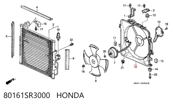 Difusor del radiador del aire acondicionado 80161SR3000 Honda