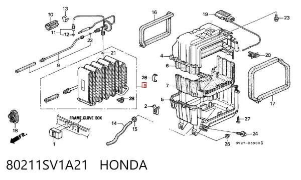 Evaporador de aire acondicionado Honda Accord V