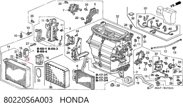 Válvula TRV del aire acondicionado 80220S6A003 Honda