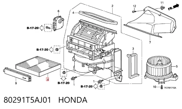 Filtro de habitáculo 80291T5AJ01 Honda