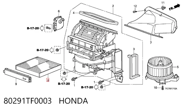 Filtro de habitáculo 80291TF0003 Honda