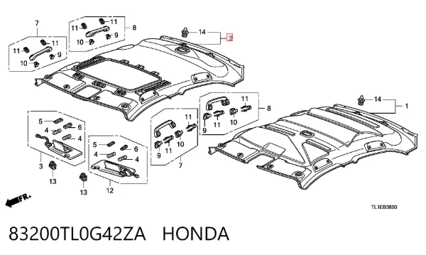 Techo interior 83200TL0G42ZA Honda