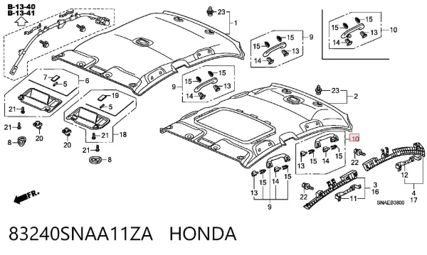 Asa de techo 83240SNAA11ZA Honda