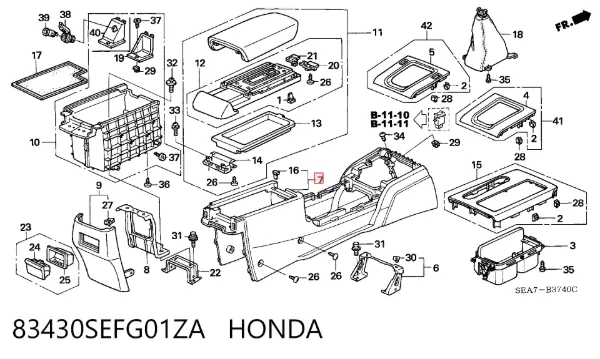 Consola central del panel de control 83430SEFG01ZA Honda
