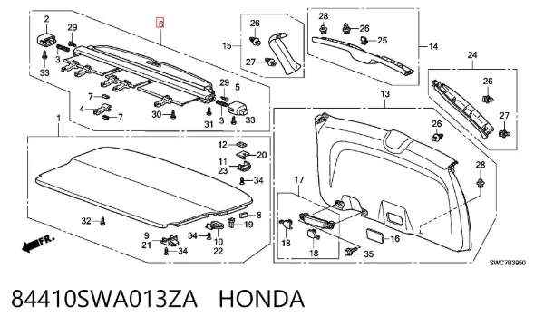 Cortina del compartimento de equipaje 84410SWA013ZA Honda