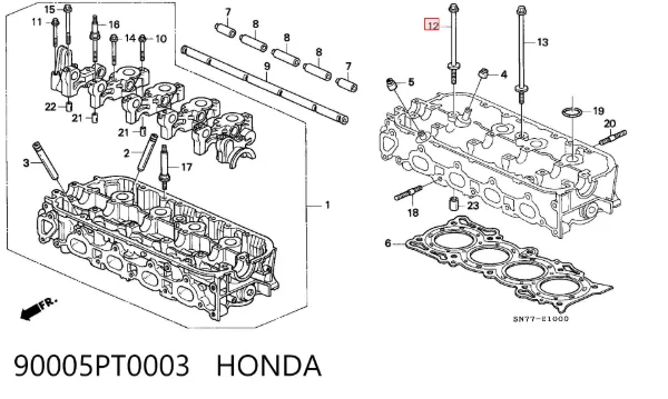Tornillo culata 90005PT0003 Honda