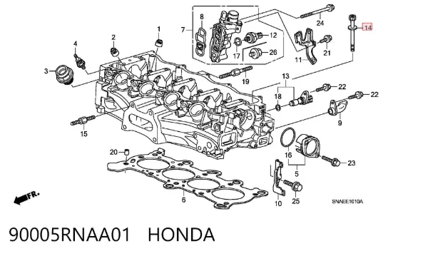 Tornillo culata 90005RNAA01 Honda