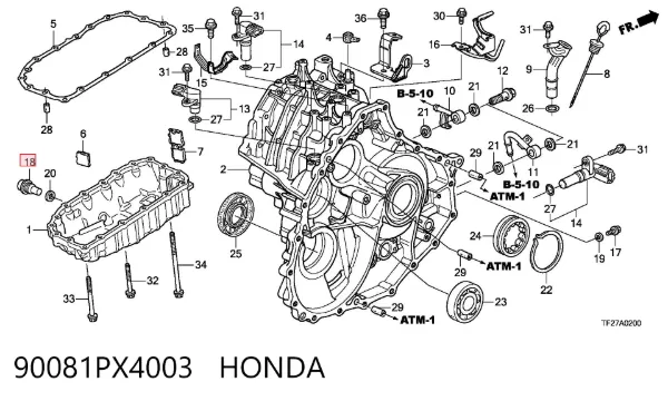 Tapón del cárter de la transmisión automática 90081PX4003 Honda