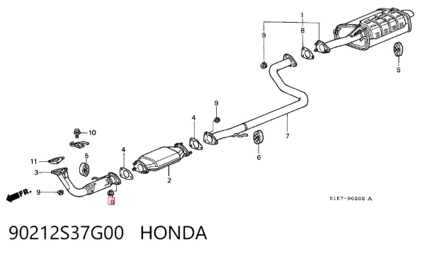 Tuerca de fijación del tubo de escape 90212S37G00 Honda