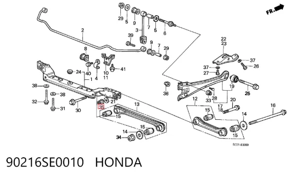 Tuerca excéntrica del brazo inferior trasero 90216SE0010 Honda