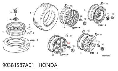 Tuerca de rueda HONDA 90381S87A01
