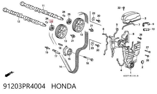 Retén, árbol de levas 91203PR4004 Honda