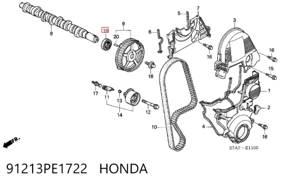 Retén, árbol de levas 91213PE1722 Honda
