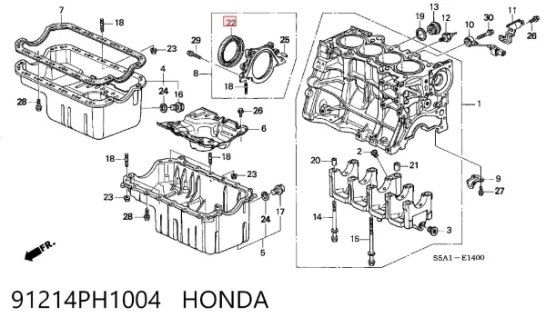 Retén de cigüeñal 91214PH1004 Honda