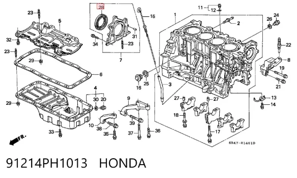 Retén de cigüeñal 91214PH1013 Honda