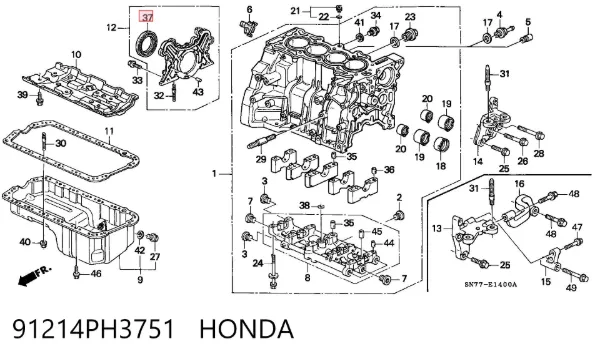 Retén de cigüeñal 91214PH3751 Honda