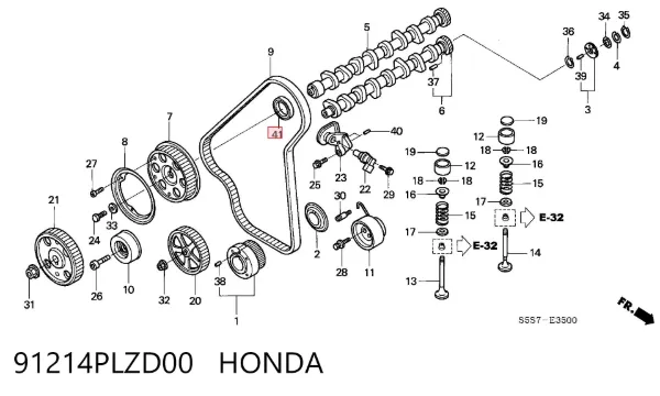 Retén de cigüeñal frontal 91214PLZD00 Honda