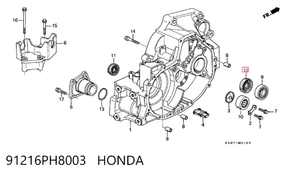 Retén del eje primario de la transmisión 91216PH8003 Honda