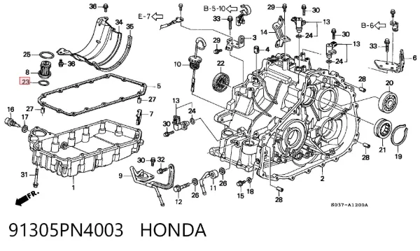Anillo de sellado del filtro de transmisión automática 91305PN4003 Honda