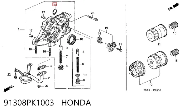 Retén de la bomba de aceite del motor 91308PK1003 Honda