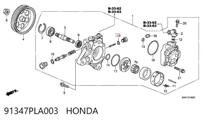 Retén de bomba de dirección asistida HONDA 91347PLA003