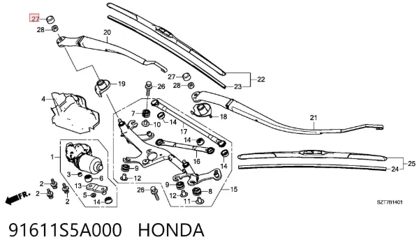  91611S5A000 Honda