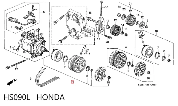 Compresor de aire acondicionado HS090L Honda