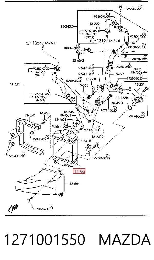 Intercooler 1271001550 Mazda
