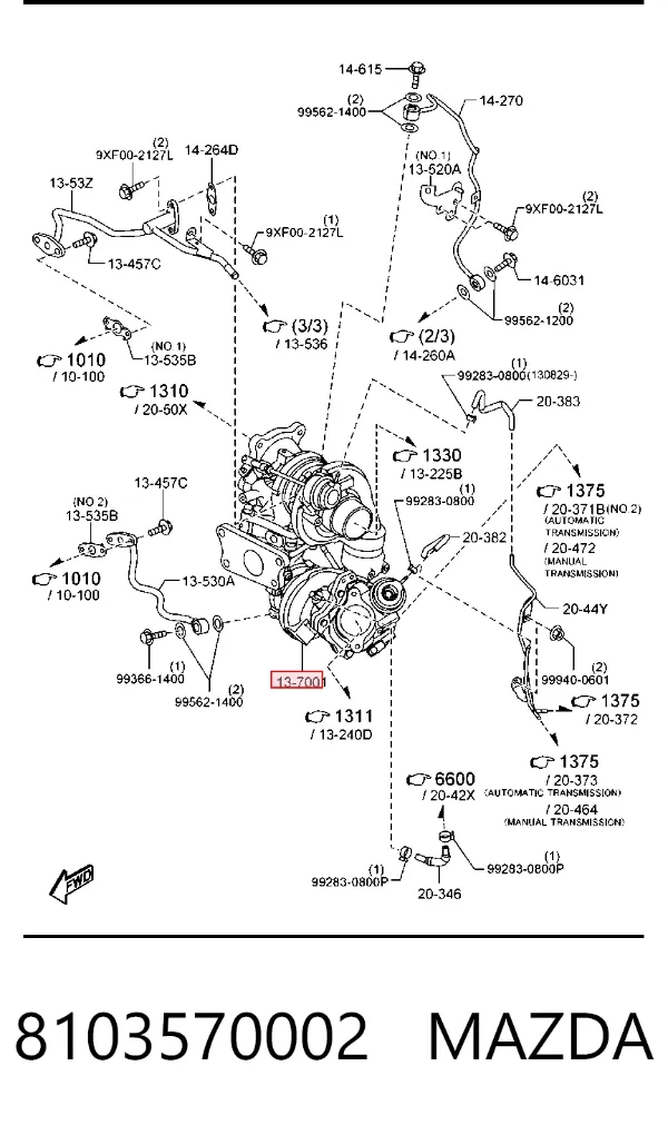 Turbocompresor 8103570002 Mazda
