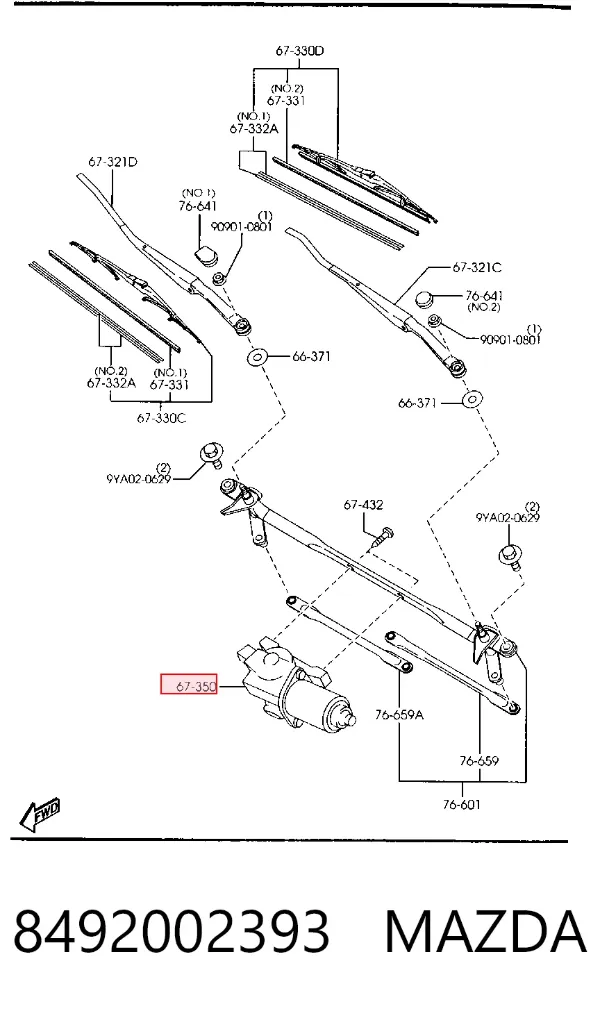 Motor limpiaparabrisas 8492002393 Mazda