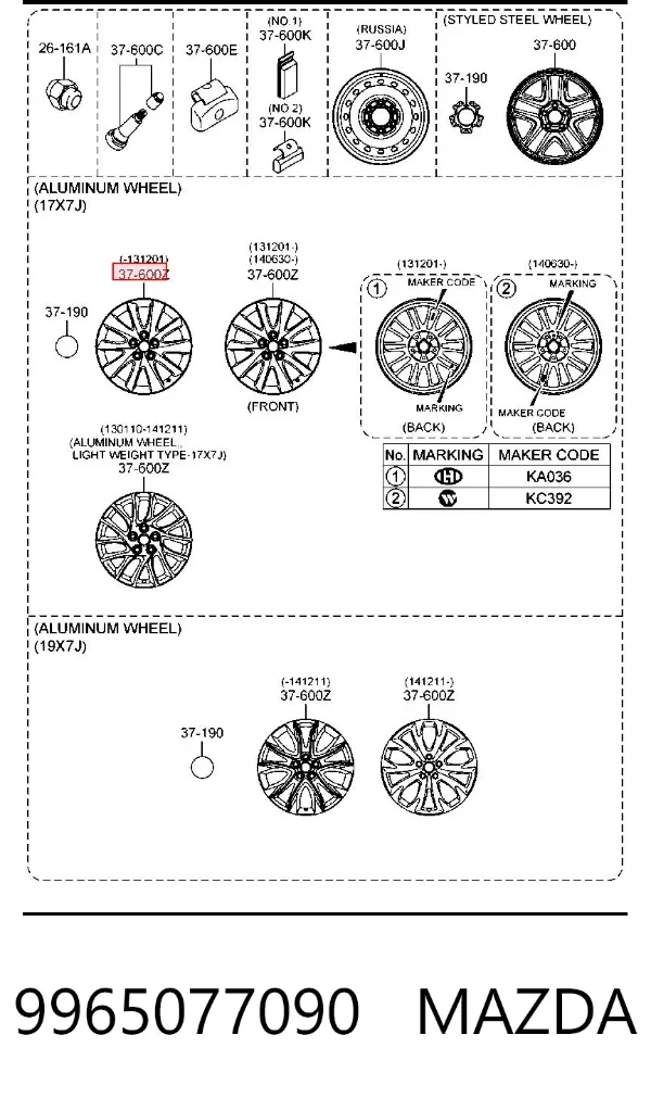 Llantas 9965077090 Mazda