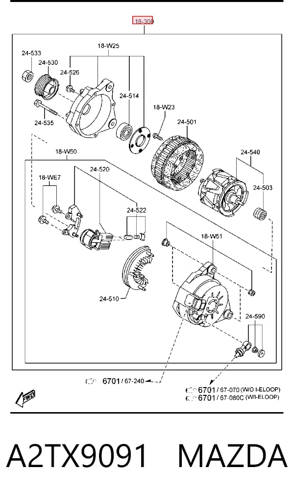 Alternador A2TX9091 Mazda