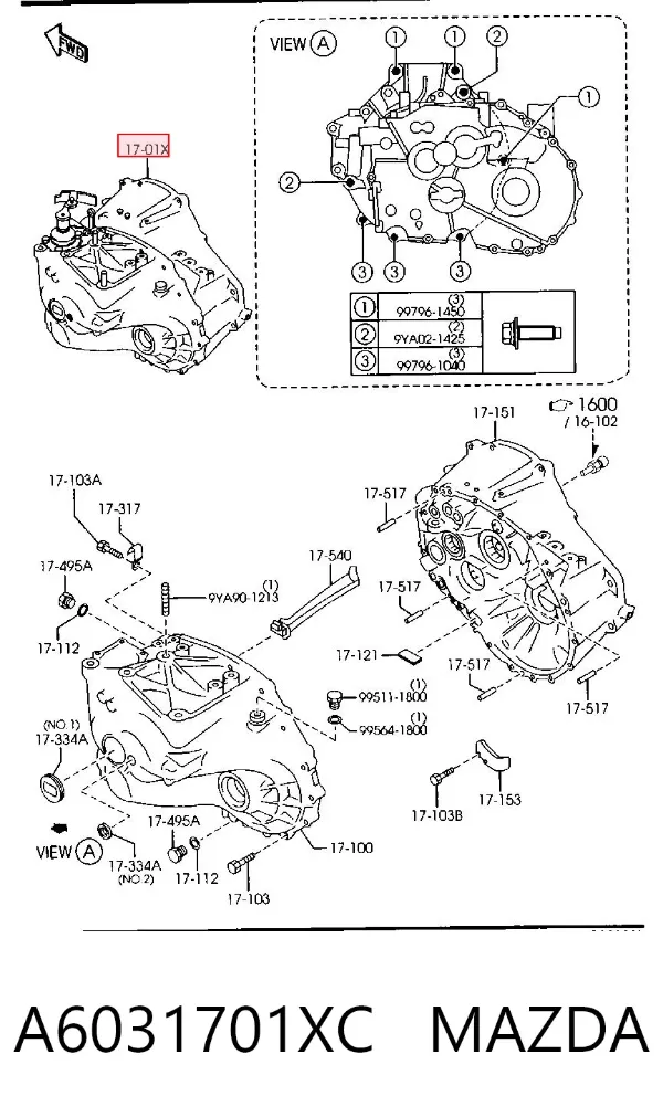 Caja de cambios A6031701XC Mazda