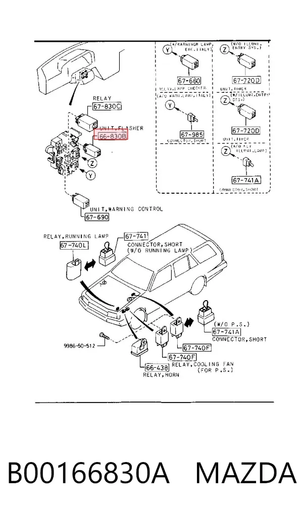 Relé de intermitentes B00166830A Mazda