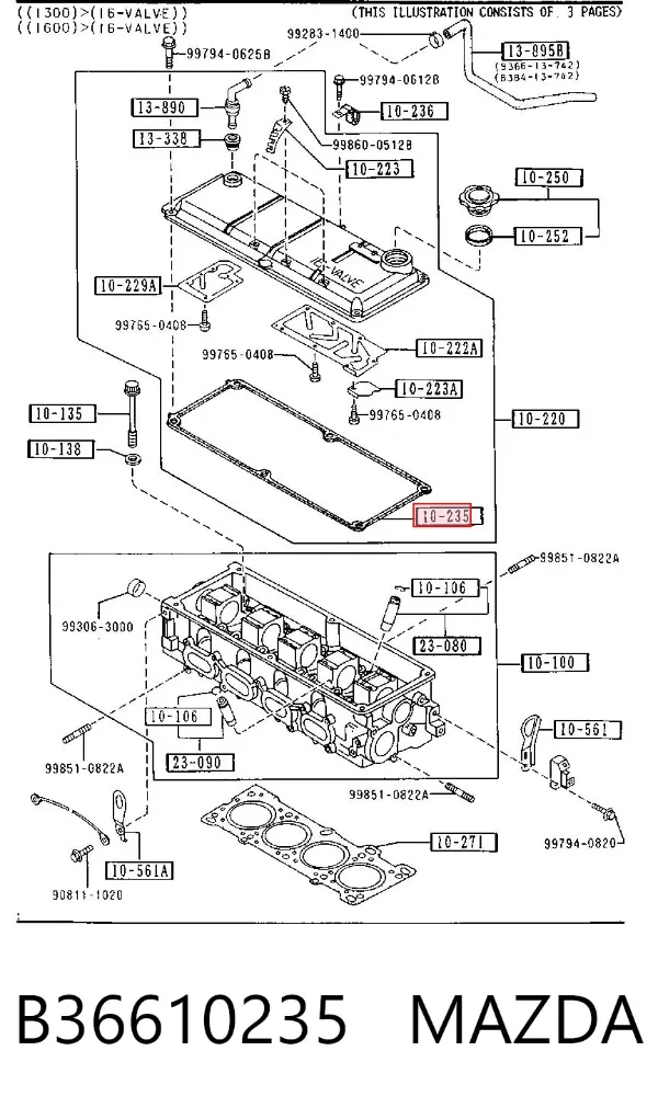 Junta tapa de balancines B36610235 Mazda