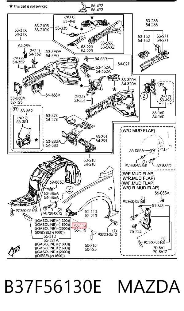 Paso rueda B37F56130E Mazda