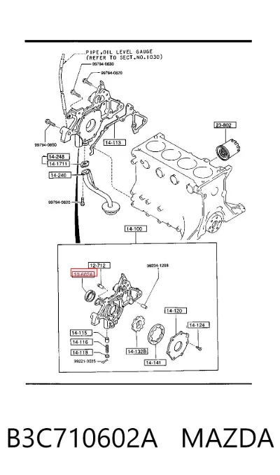 Retén delantero del cigüeñal MAZDA B3C710602A