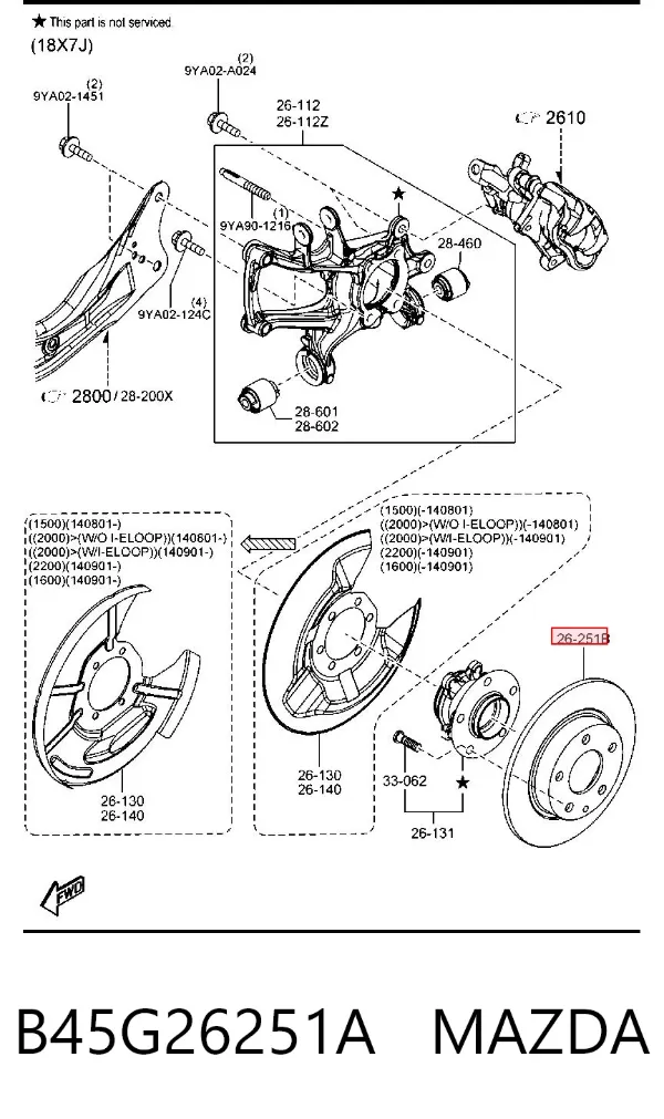 Disco de freno trasero B45G26251A Mazda