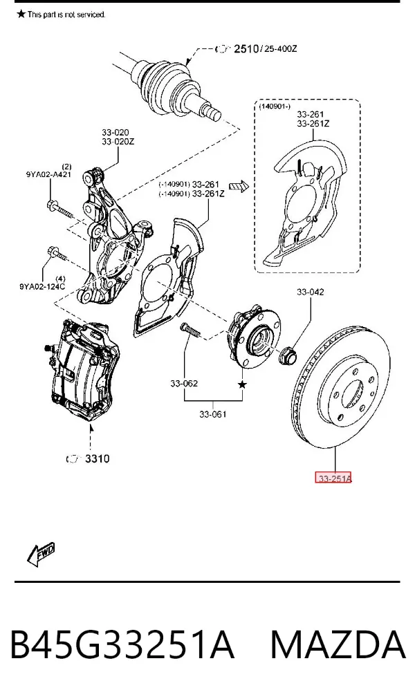 Disco de freno B45G33251A Mazda