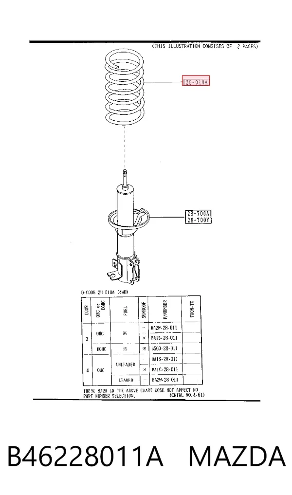 Muelle B46228011A Mazda