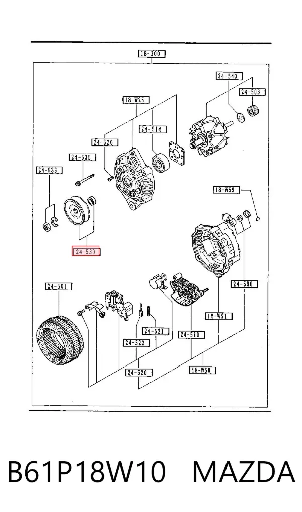 Polea alternador B61P18W10 Mazda