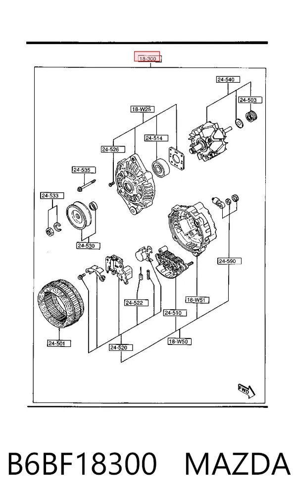 Alternador B6BF18300 Mazda