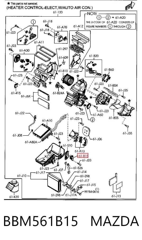 Resistencia de calefacción BBM561B15 Mazda