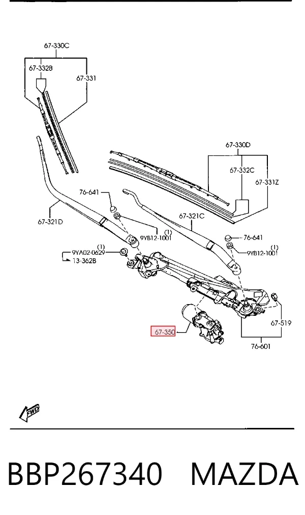 Motor limpiaparabrisas Mazda 3 BL